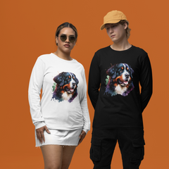 Mens Bernese Mountain Dog Watercolour Long Sleeve T-Shirt
