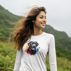 Womens Black Labrador Watercolour Long Sleeve T-Shirt