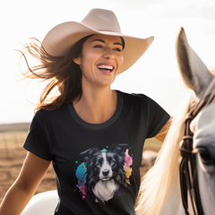 Womens Border Collie Watercolour Modern Fit T-Shirt