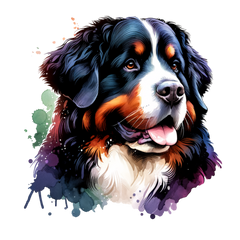 Mens Bernese Mountain Dog Watercolour Modern Fit T-Shirt