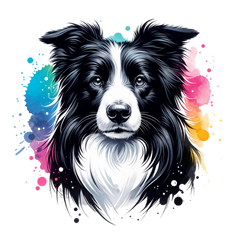 Mens Border Collie Watercolour Modern Fit T-Shirt