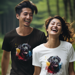 Mens Black Labrador Watercolour Modern Fit T-Shirt