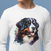 Mens Bernese Mountain Dog Watercolour Long Sleeve T-Shirt