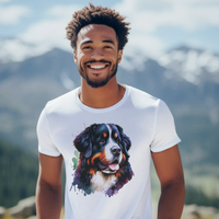 Mens Bernese Mountain Dog Watercolour Modern Fit T-Shirt