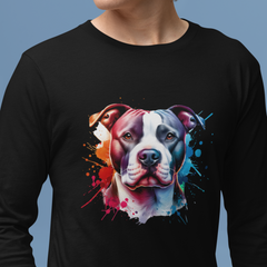 Mens American Pit Bull Watercolour Long Sleeve T-Shirt