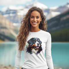 Womens Bernese Mountain Dog Watercolour Long Sleeve T-Shirt