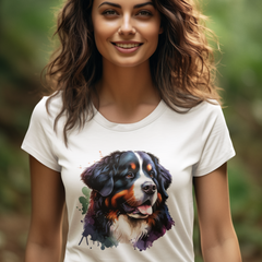 Womens Bernese Mountain Dog Watercolour Modern Fit T-Shirt