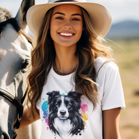 Womens Border Collie Watercolour Modern Fit T-Shirt