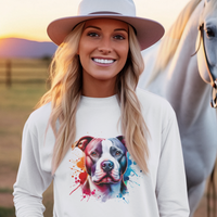 Womens American Pit Bull Watercolour Long Sleeve T-Shirt