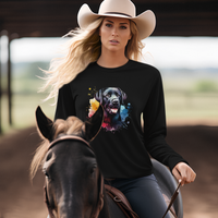 Womens Black Labrador Watercolour Long Sleeve T-Shirt